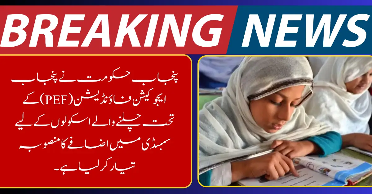 Punjab Government Plans Higher Subsidy for PEF Schools to Improve Quality Education